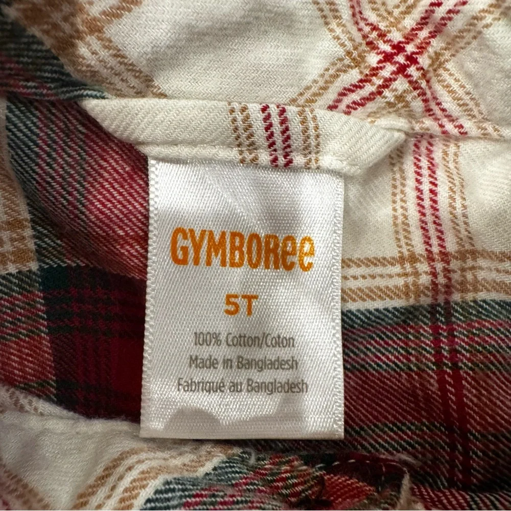 Gymboree‎ Red, Green and White Plaid Button Down Shirt- 5T- Holiday